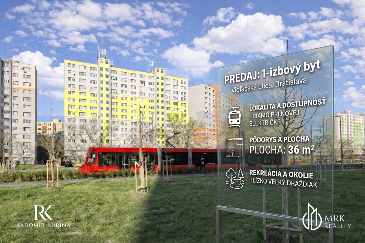 1-izbový byt s výbornou polohou v Petržalke – Vígľašská ulica